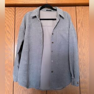 Grey Corduroy Button-Up Shirt